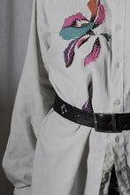 Load image into Gallery viewer, Ceinture en cuire souple noir Sashiko