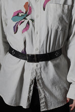 Load image into Gallery viewer, Ceinture en cuire souple noir Sashiko
