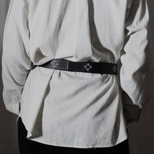 Load image into Gallery viewer, Ceinture en cuire souple noir Sashiko