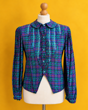 画像をギャラリービューアに読み込む, Chemise vintage à carreaux et broderies — Années 80