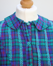 画像をギャラリービューアに読み込む, Chemise vintage à carreaux et broderies — Années 80