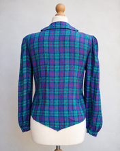 画像をギャラリービューアに読み込む, Chemise vintage à carreaux et broderies — Années 80