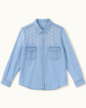 Cargar imagen en el visor de la galería, Chemise en jeans Sashiko
