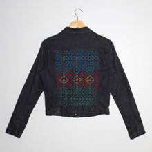 Load image into Gallery viewer, veste en jeans slim noire Sashiko