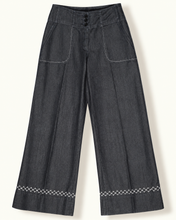 Cargar imagen en el visor de la galería, Pantalon en chambray Sashiko