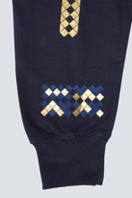 Load image into Gallery viewer, Sweat bleu graphisme or et bleu