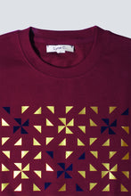 Load image into Gallery viewer, Sweat bordeaux avec graphisme or et bleu
