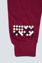 Load image into Gallery viewer, Sweat bordeaux avec graphisme or et bleu