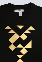 Load image into Gallery viewer, T-shirt noir graphique or brillant